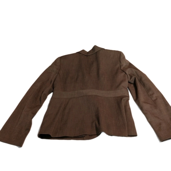 Axcess Liz Claiborne Floral Embroidered Jacket Career Stretch Blazer Brown Sz 14 - Picture 6 of 9